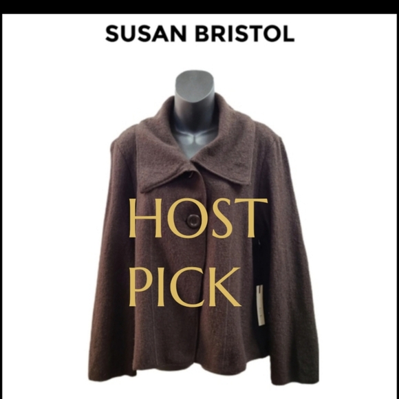 Susan Bristol Jackets & Blazers - SUSAN BRISTOL DARK BROWN WOOL BLAZER BNWT